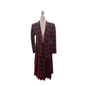 Vintage Pendleton Virgin Wool MasonTartan Blazer Skirt Set - Size 6 Petite